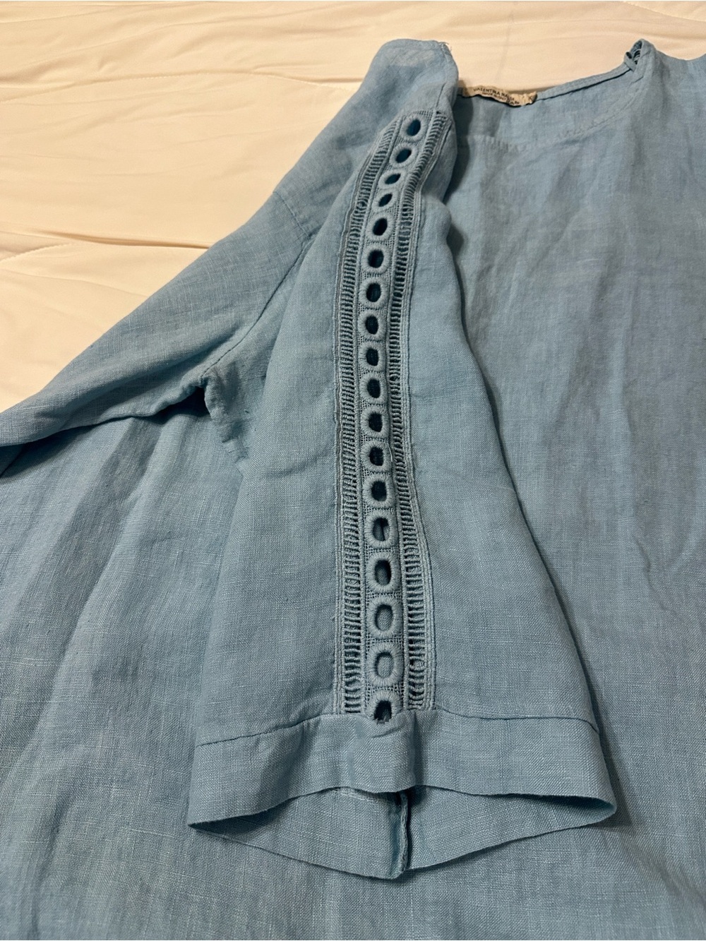 Valentina Naldi Italian Linen Tunic Light Blue - Size 2X - Casual Loose Fit - Picture 5 of 13